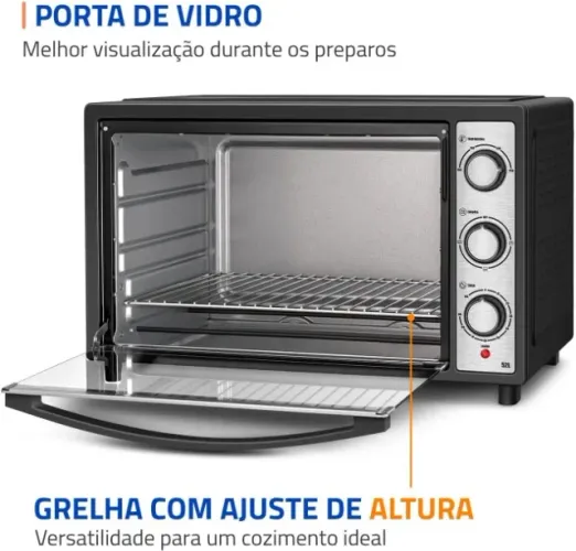 MONDIAL, Forno Elétrico 52L Family Grill Inox, Preto/Inox, 1800W, 110V - FRN-52-BI