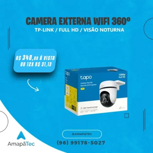 Camera de Segurança wifi Externa 1080p Full HD 360°