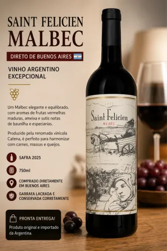 Vinho Argentino Saint Felicien Malbec - Comprado em Buenos Aires