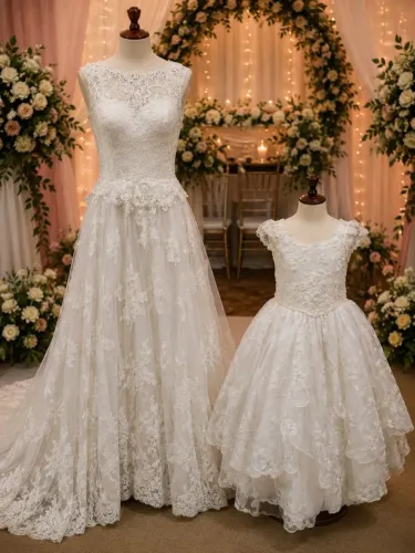 Vestido de noiva e daminha