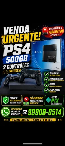 Ps4 com 2 controles
