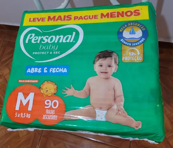 Fralda Baby Protect & Sec, tamanho M, 90 unidades