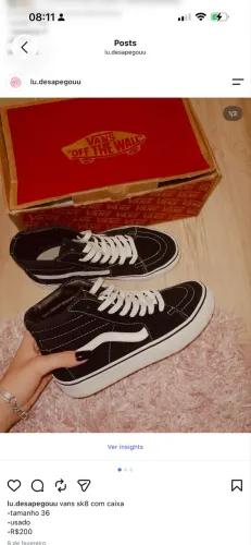 tênis vans sk8-hi 36