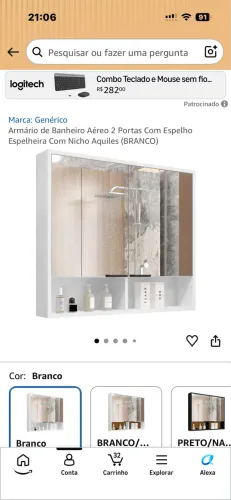 Armário com espelho para banheiro