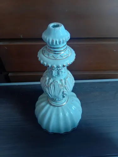 Corpo de Abajur Antigo em Cerâmica/Faiança Verde - Peça de Reposição/Restauração Vintage"