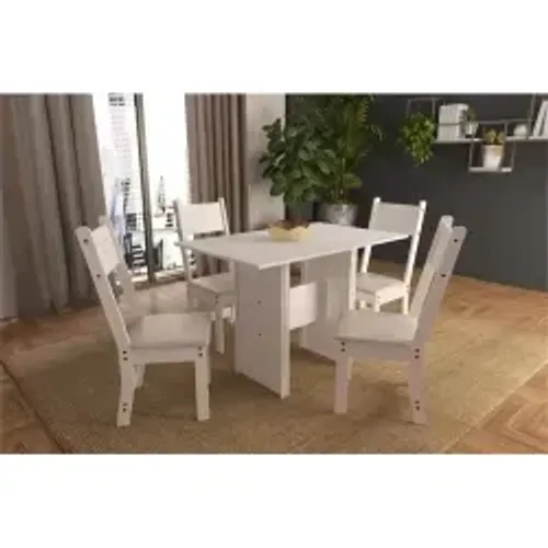 INDEKES - MESA LUIZA C/4 CADEIRAS - BRANCA LINHO 797