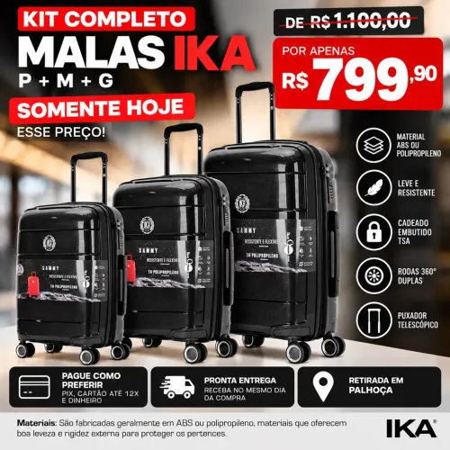 KIT NA PROMOÇÃO COMPLETO MALAS IKA