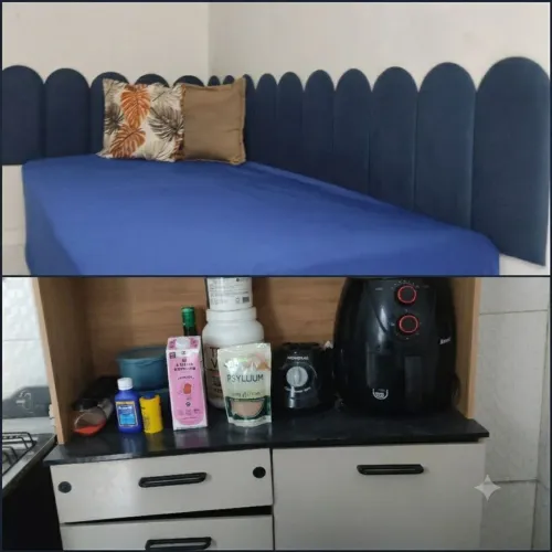 Cama box e armário de cozinha