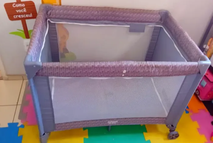 Berço Portátil Sereno Infanti Grey Hail  - 0 meses - 3 anos