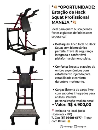 Hack Squat Profissional Maneja - Pernas e Glúteos