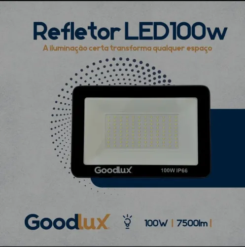 Refletor Led 100w Goodlux Bivolt Branco Frio 6500k - Holofote Preto *NOVO LACRADO NA CAIXA