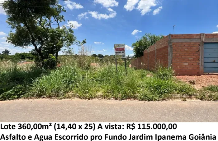 Leia a descrição: Lote 360,00m² (Asfalto, Agua) Jardim Ipanema