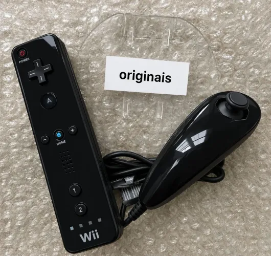 Kit controles originais Nintendo Wii remote + nunchuk pretos