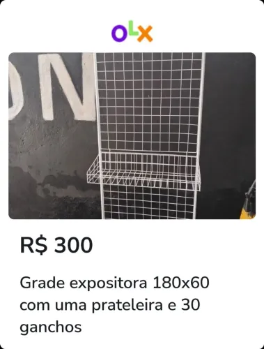 Grade expositora com cesto e 30 ganchos 180 X 60