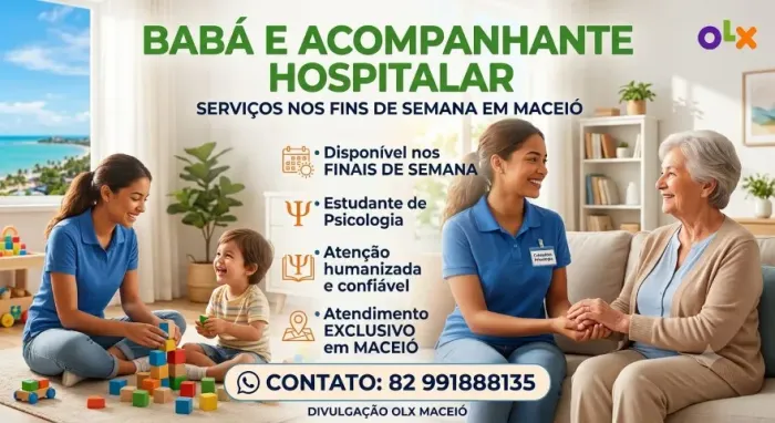 Serviços de babá e acompanhante hospitalar para os finais de semana