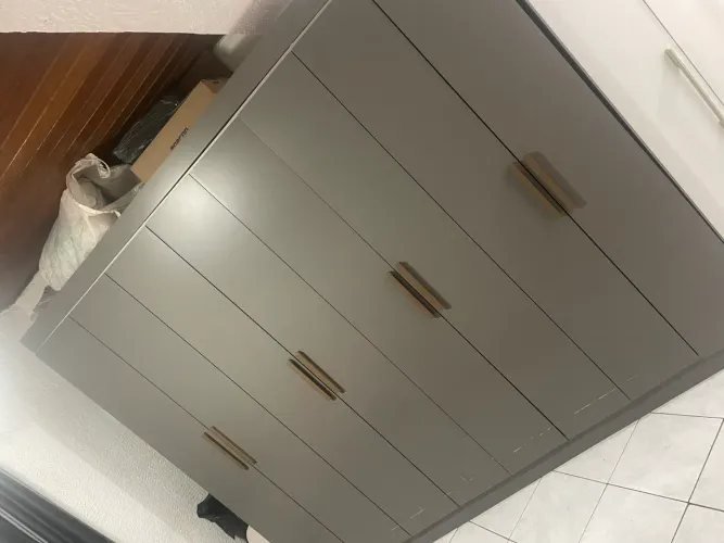 Guarda-roupa Casal Paris Espresso Móveis 8 Portas 4 Gavetas Cinza
