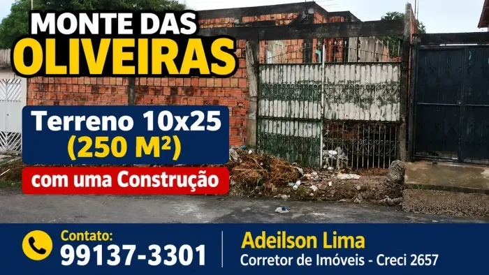 MONTE DAS OLIVEIRAS, Ótimo terreno 10x25 já com uma Construção