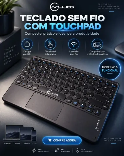 Teclado Bluetooth com Touchpad