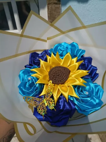 Buquê de cetim Azul