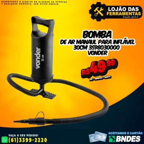 Bomba de Ar Manaul Para Inflável 30Cm * Vonder