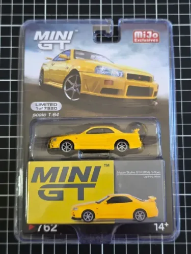 Nissan Skyline GT-R R34 V-Spec Lightning Yellow - MiniGT