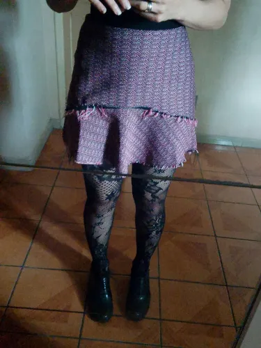 saia de tweed rosa chifon