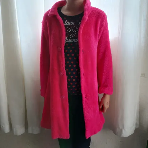 Casaco de pelinho Pink veste 8 a10 anos