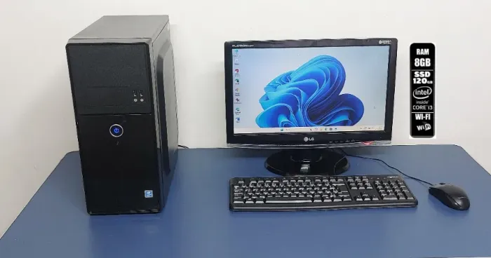 Computador Completo Intel Core i3 4130, SSd 120gb, 8Gb Ddr3, Monitor 19- Wifi- ac. Cartão