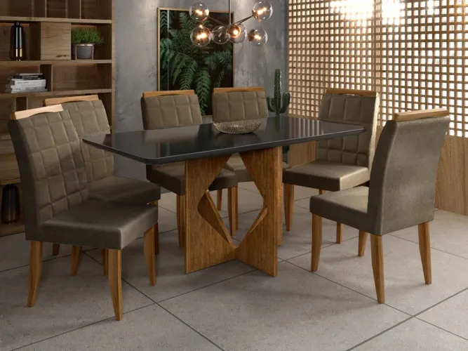 mesa de jantar madrid 160x80 com 6 cadeiras marselha- FRETE GRATIS / ENTREGA HOJE!! 