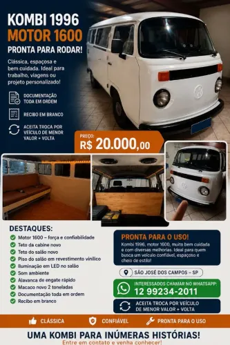 Volkswagen Kombi Standard/ Luxo/ Serie Prata 1996