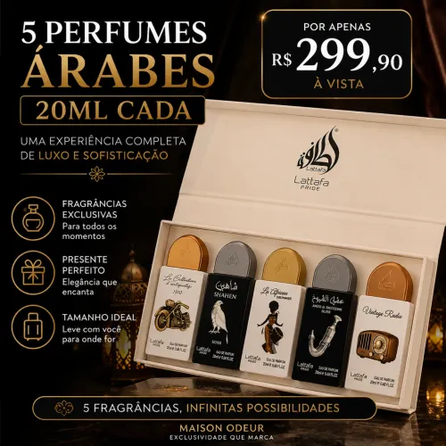 Kit Exclusivo: Conjunto de 5 miniaturas de perfumes Lattafa Pride com 20ml cada