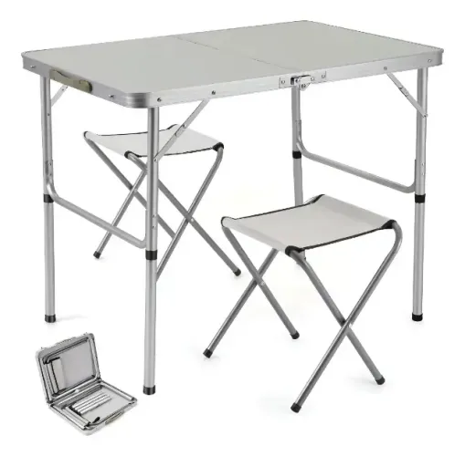 Mesa de camping com 2 bancos