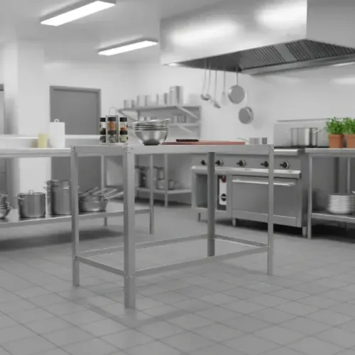 Mesa Inox Industrial 100x50 Bancada Aço Inox Cozinha Restaurante