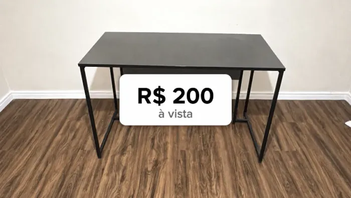Escrivaninha Preta Minimalista Home Office ? Ótimo Estado