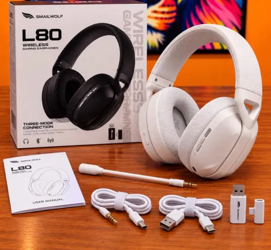 Headset Gamer Sem Fio SMAILWOLF L80 3 em 1 - Bluetooth + 2.4G + P2 NOVO!