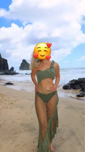 Vestido Crochê Artesanal Verde Oliva - Saída de Praia Exclusiva