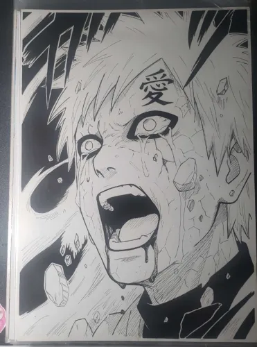 Desenho feito à mão do Gaara de Naruto