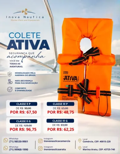 Colete Ativa Homologada pela Marinha do Brasil