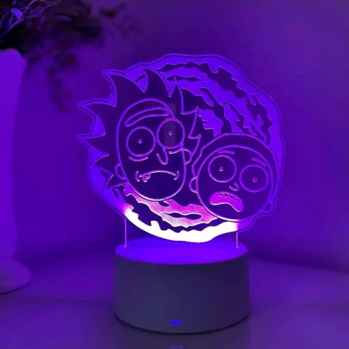 Luminária LED 3D Em Acrílico Abajur Presente Criativo - Luminária LED - Rick and Morty