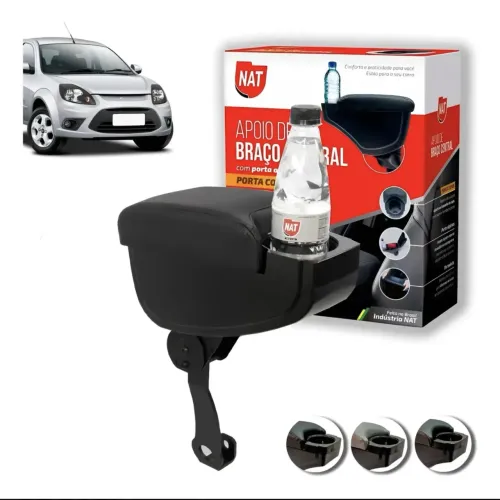 Apoio de Braço Central Ford Ka (2009 a 2013) Porta Copos e Objetos