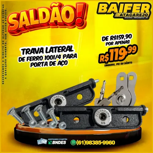 Trava Lateral de Ferro 1001/4 Para Porta de Aço