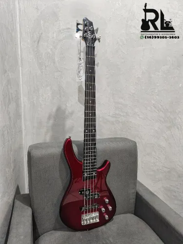 Contrabaixo EWA ativo 5 cordas vermelho 