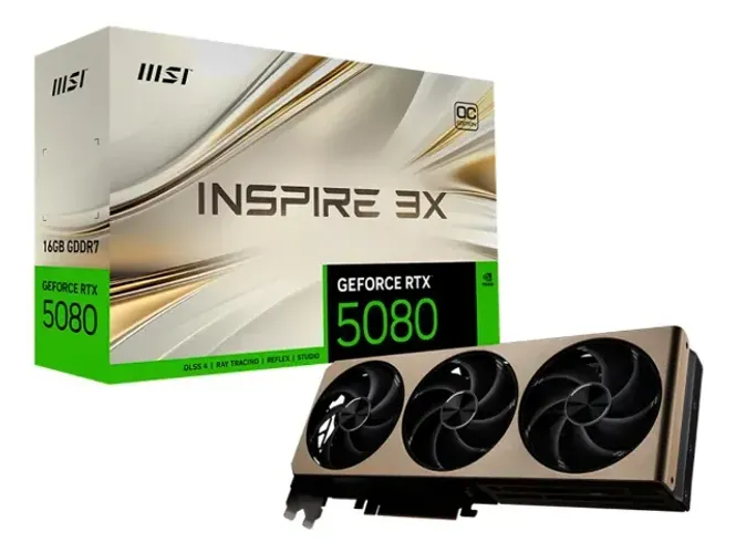 Placa De Video Msi Geforce RTX 5080 Inspire 3x Oc 16gb Gddr7 256 Bits Nova