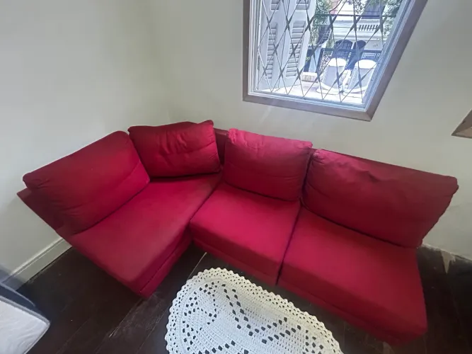 Sofá 4 lugares vermelho Módulos Separados fazem várias configurações