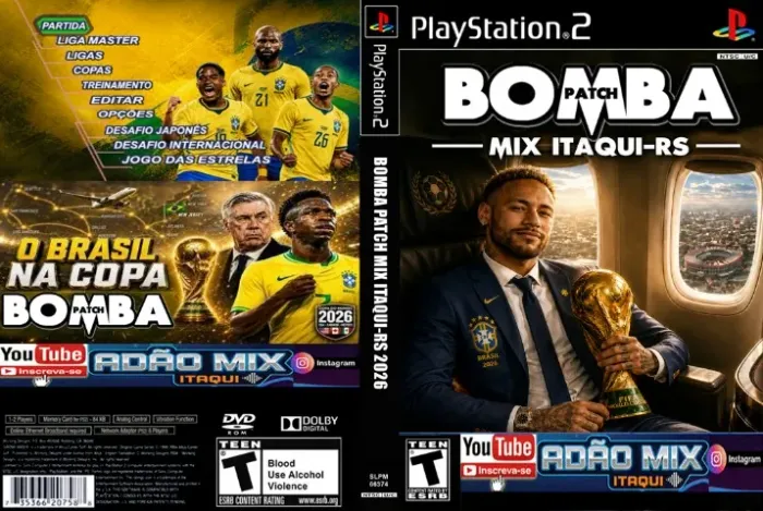 Bomba Patch Mix Capa Do Mundo 2026 DVD PS2 + CAPA TRANSPARENTE