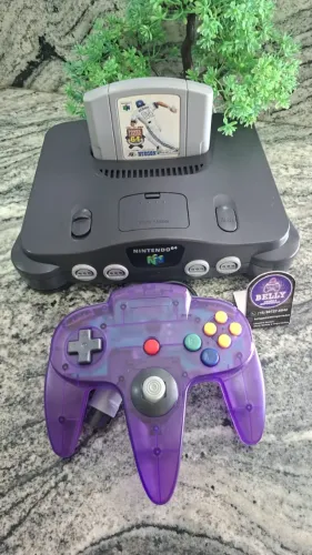 NINTENDO 64 DESTRAVADO + CONTROLE + CARTUCHO POWER LEAGUE BASEBALL ORIGINAL