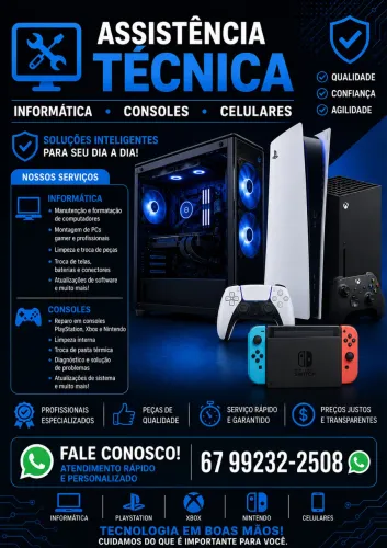 Assistência técnica em Computadores, notebooks e consoles