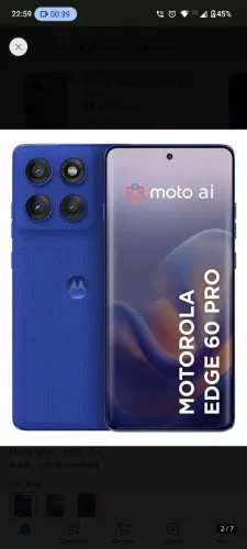 Smartphone Motorola Edge 60 Pro Azul 256gb com 12gb RAM, CAIXA COMPLETA + NOTA FISCAL