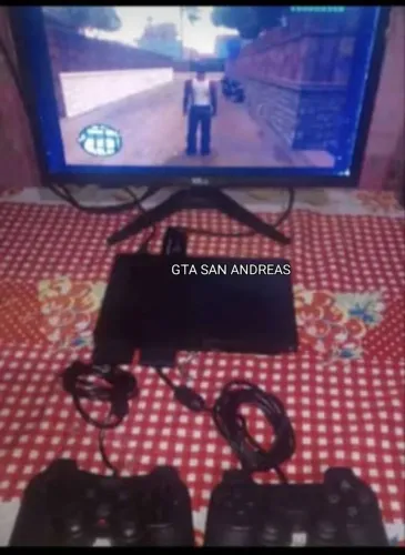 Ps2 c/10 jogos, 2controles completo