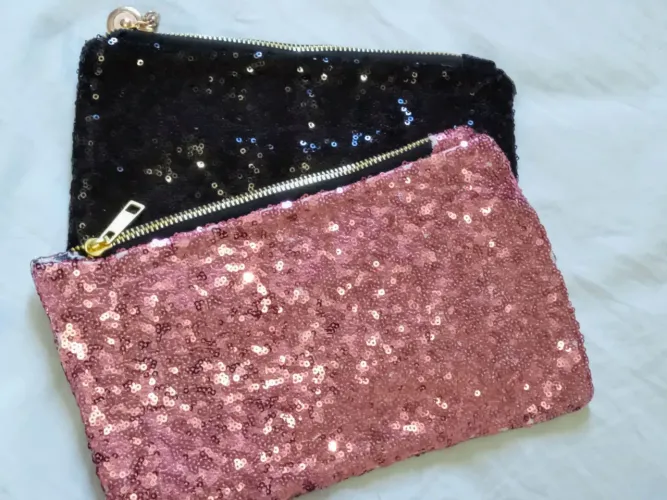 Kit 2 Nécessaire com Lantejoulas 